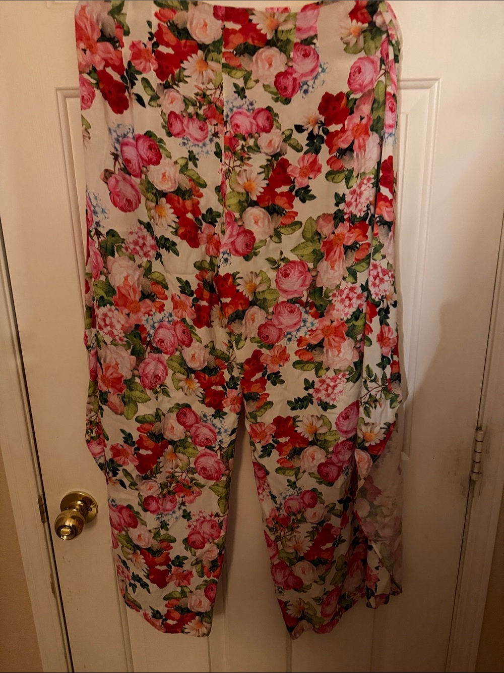 Forever 21 Floral Wide-Leg Pants in White, Pink, Red, Green